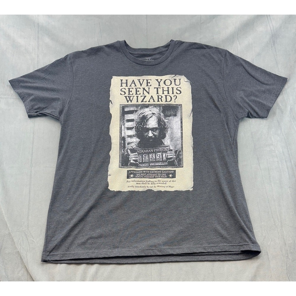 Harry Potter Sirius Black Wanted Poster Shirt Mens 2XL Gray Universal Studios